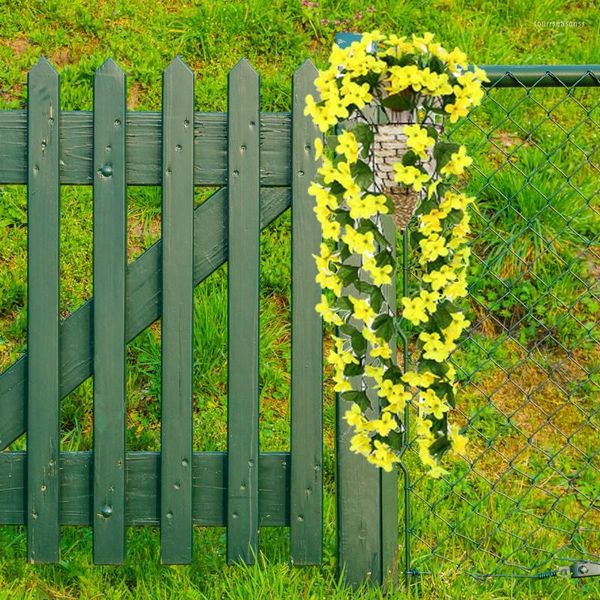 Flores decorativas violeta flor artificial decoración de fiesta simulación Día de San Valentín boda cesta colgante de pared orquídea falsa