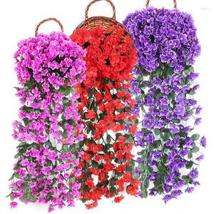 Decoratieve Bloemen Violet Kunstmatige Hangende Mand Slinger Buiten Binnen Klimop Nep Bloem Decoratie Voor Huis Tuin Feest Bruiloft Decor