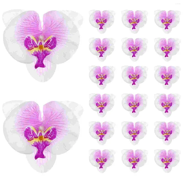 Fleurs décoratives Vorcool 20pcs 9cm papillons artificiels orchidées de fleurs de soie réaliste pour décoration de mariage à la maison automne