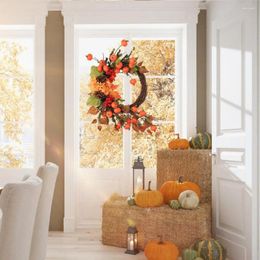 Fleurs décoratives décor mural couronne d'automne vibrante récolte mini-citrouilles baies ornemental pour la porte d'entrée à la maison