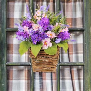 Fleurs décoratives mur porte cheminée décor panier de fleurs artificielles pour avant mariage maison ferme couronne suspendue avec intérieur