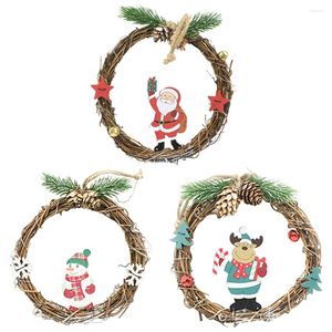 Decoratieve Bloemen Muur Deur Raam Hanger Sneeuwpop Ronde Kerst Decor Ornamenten Herten Kerst Hangende Decoratie