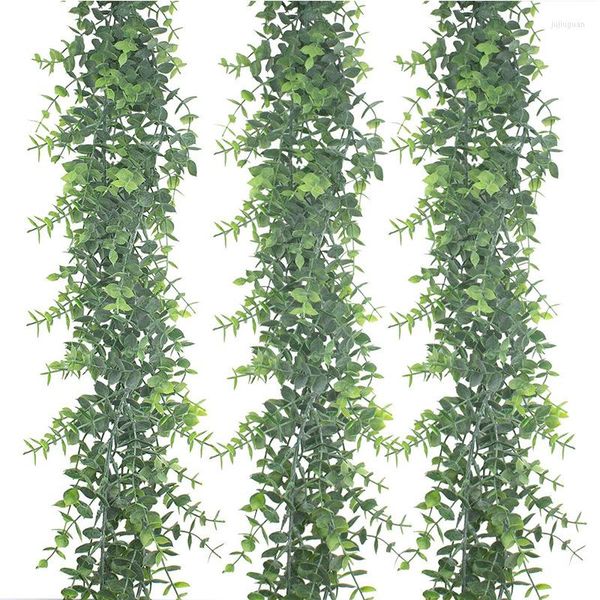 Fleurs décoratives tenture murale fausses vignes décor de salle guirlande d'eucalyptus en rotin plante en plastique feuilles artificielles décoration Plantas