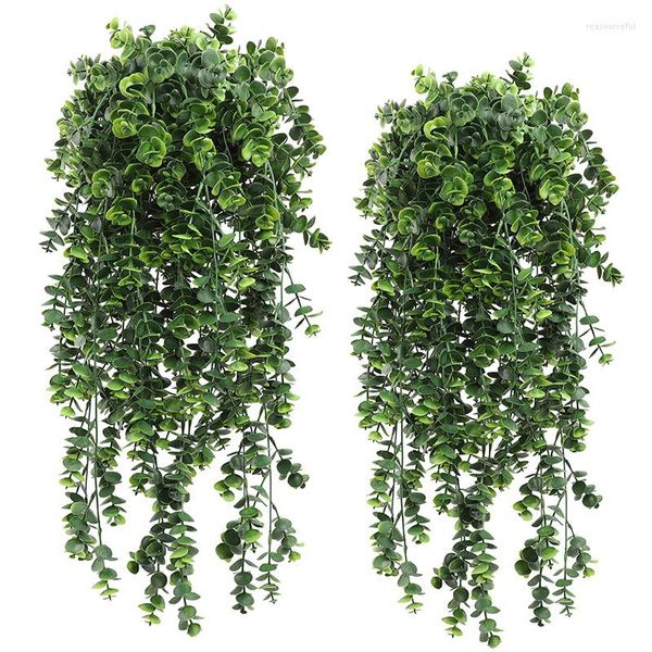 Fleurs décoratives tenture murale en plastique Eucalyptus Bouquet feuilles artificielles verdure rotin fête décor fournitures de mariage fausse plante