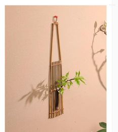Flores decorativas cuelga de pared canasta pequeña decoración zen japonesa tubo de bambú tejido de bambú chino tubo seco