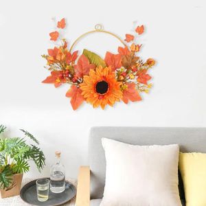 Decoratieve bloemen muur hangende zonnebloem nepbloem herfst krans Thanksgiving slinger zonder lichte hangende huizendecoratie simulatie