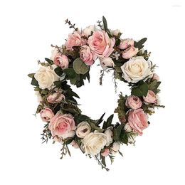 Fleurs décoratives mur ornement porte 13 pouces couronne rose petite Rose décor à la maison