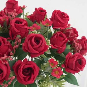 Fleurs décoratives Plantes d'eau avec des roses artificielles décor de fleurs réalistes durables pour la fête de mariage détaillée fausse rose