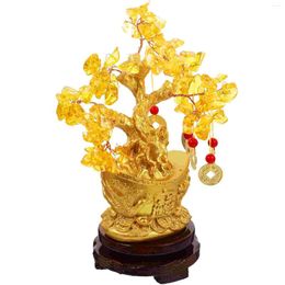 Decoratieve Bloemen Rijkdom Boom Bonsai Citrien Macrocarpa Creatieve Decoratie Met Ingots Basis