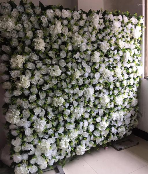 Flores decorativas Boda 3D Flor Pegatinas de pared Paneles Asidero Seda artificial Rosa Peonía Hogar Telón de fondo Decoración colgante Corredor verde