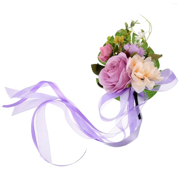 Fleurs décoratives, décoration de chaise d'allée de mariage, fleur artificielle de dos de célébration