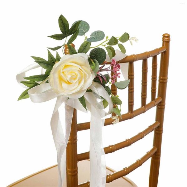 Flores decorativas Boda Pasillo Silla Flor Decoración Novia Novio Signo Ceremonia Pografía Props Nerg