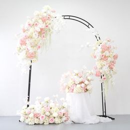 Fleurs décoratives arc de mariage rangée de fleurs route artificielle menant balle Po accessoires décoration de fond Arrangement Floral