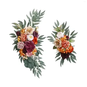 Fleurs décoratives pour arc de mariage, couronne faite à la main, fleurs artificielles, Swag, pour signe de bienvenue, arrière-plan de Table, accessoires de décoration d'arbre, 2 pièces