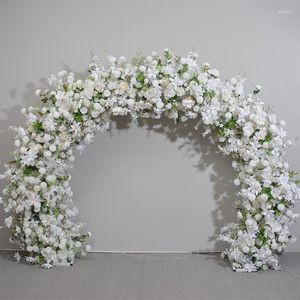 Arche de mariage de fleurs décoratives avec rangée de fleurs artificielles de luxe, arrangement de roses et de verdure, décor de fête, ensemble Floral au sol, événement
