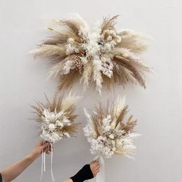 Decoratieve Bloemen Bruiloft Arrangement Pluizig Pampas Gras Groot Bruidsmeisje Boeket Thuis Boho Decor Gedroogde Bloem Boog Decoratie