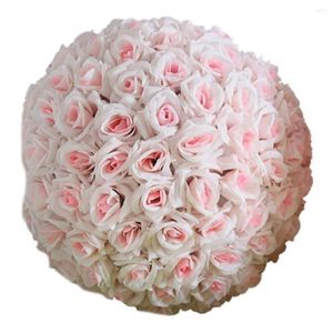 Fleurs décoratives Mariage Artificielle Rose Soie Fleur Boule Décoration Suspendue Pièce Maîtresse Baiser Boules Arrangement 8 Pouces