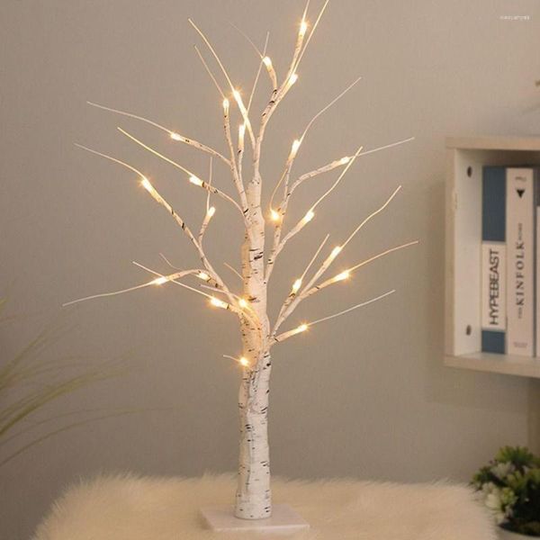 Fleurs décoratives Branches de chambre de mariage Lampes 60cm LED Veilleuse Bonsai Tree White Birch Tabletop