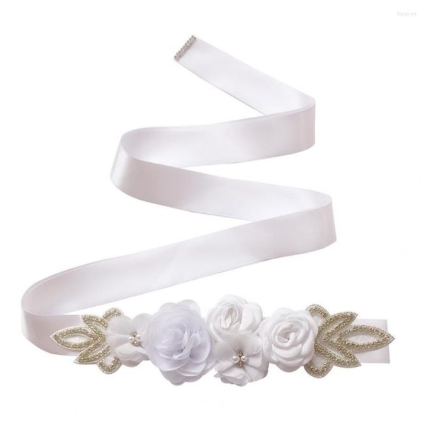 Ceinture de mariage à fleurs décoratives, tissu résistant à l'usure, accrocheur, robe à fleurs roses, ceinture élégante avec