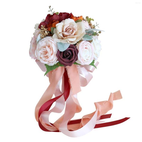 Fleurs décoratives mariage bouquet décoration fausse artificiel ruban artificiel à la main pour le bureau de la Saint-Valentin proposition PO proposition