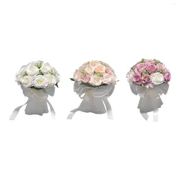 Decoratieve bloemen Wedding Bouquets For Bride Artificial Bridal Bouquet Holiday Po Prop