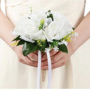 Fleurs décoratives Bouquet de mariage pour la mariée Brides Brides Brideshaid Rose Gypsophila Bouquet Bouquet Mariage ACCESSOIRES