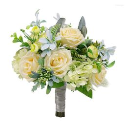 Decoratieve bloemen Wedding Bridal Bouquet Rose Peony Mix Throw voor bruidsmeisje Hold Flower