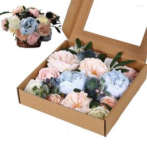 Decoratieve bloemen bruidstaart kunstmatige zijden bloem combinatie doos realistische woningdecoraties voor slingersarrangement
