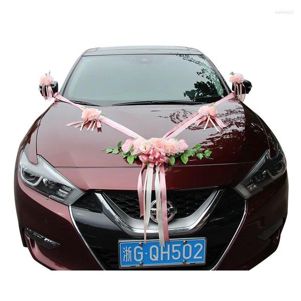 Flores decorativas boda coche ramo Artificial conjunto De cintas simulación Rosa arcos para manija De puerta fiesta hogar De