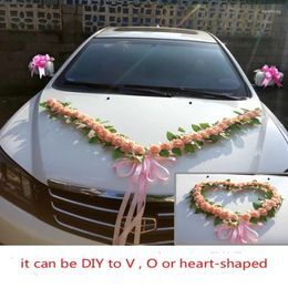 Decoratieve bloemen bruiloft auto decoratie bloem accessoire set stuur Koreaans hoofd lint