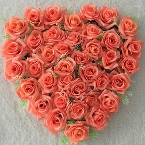 Fleurs Décoratives Décorations De Voiture De Mariage Rrange Rose Coeur Couronnes Soie Porte Bleu Voiture Décor