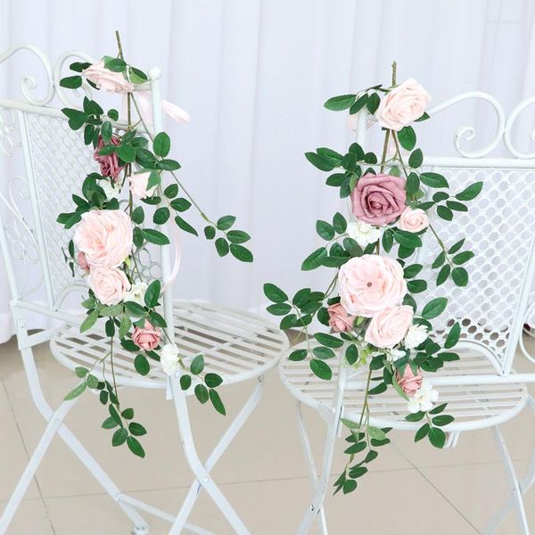 Fleurs décoratives chaise de mariage dos fleur décoration artificielle scène extérieure charme anniversaire Banquet suspendu décor