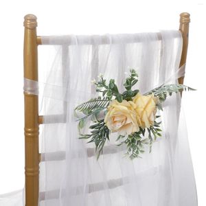 Fleurs décoratives chaise de mariage arrière Rose Fleur arrière artificiel Bouquet de soie Mariages Scène des accessoires floraux