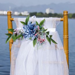 Fleurs décoratives chaise de mariage décoration florale arrangement de Simulation artificielle en plein air fête Banquet dos décor