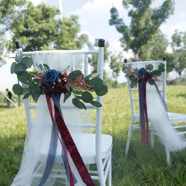Arrangement artificiel de décoration de fleur de chaise de mariage de fleurs décoratives pour les rubans de banc d'allée arrière
