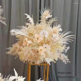 Decoratieve bloemen Wedding Decor Road Leads Flower Ball Artificial Silk Hydrangea Rose T Stage Huwelijk Stand Romeinse kolom Bloemen