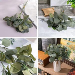 Fleurs décoratives décoration de mariage 6 pièces tiges de verdure d'eucalyptus artificielles réalistes fausses plantes vibrantes sans entretien pour naturel