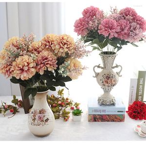 Fleurs décoratives décoration de mariage fleur hortensia chrysanthème bricolage scène accessoires soie Bouquet maison fête faux