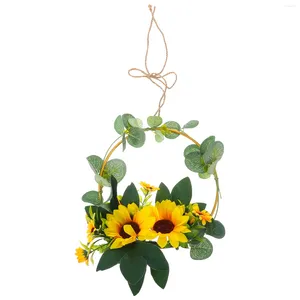 Decoratieve bloemen bruiloft decoratie hanger krans kunstmatige kransen muur hangende festival zonnebloem slinger simulatie zomer voor front