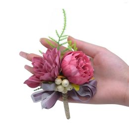 Decoratieve bloemen bruiloft decoratie piek corsage Europeaan herbruikbare kunstmatige bloem bruid bruidegom kleding zijden roze rood oranje