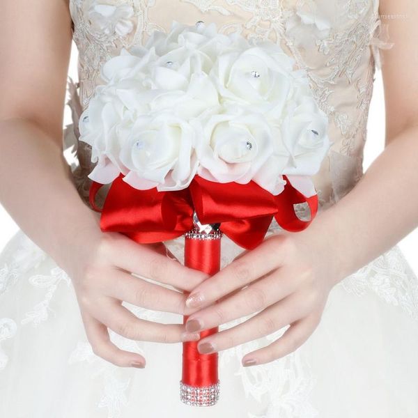 Fleurs décoratives mariage faux bouquets de mariée demoiselle d'honneur Rose pièce maîtresse mariée hortensia artificielle blanc muguet fournitures