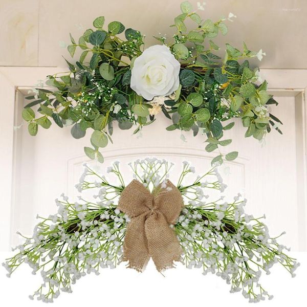 Flores decorativas Favores de boda Suministros para fiestas Corona de flores artificiales Adorno para el hogar Puerta Umbral Guirnalda Babysbreath Eucalipto