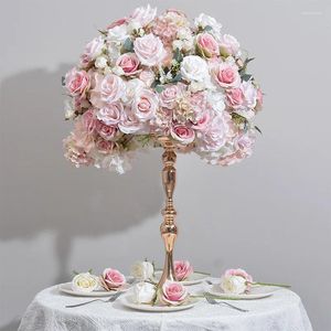 Flores decorativas Arreglo floral de la boda Decoración de la mesa Centro de mesa de seda Hortensia de rosa Bola de flores artificiales Centros de mesa Escenario