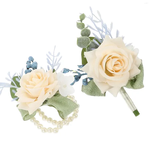 Fleurs décoratives Arrangements floraux de mariage Fleur artificielle Boutonnière Corsage Bracelet Costumes pour robe de demoiselle d'honneur