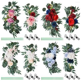 Decoratieve bloemen Bruiloft Bloemen Kunstzijde Roos Nep Groene Plant Wijnstok Simulatie Gids Bloem Roze Pioenkrans Woondecoratie