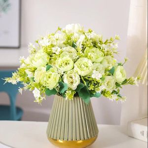 Fleurs décoratives mariage fleuriste artificiel pivoine bouquet en soie fausse fleur fleur hall hall décoration simulation princesse laits blanc peonies