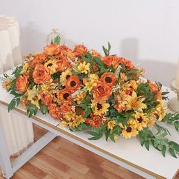 Decoratieve bloemen bruiloft bloem kunst hoge kwaliteit kunst rustiek groen tafel middelpunt runner paneel voor decoraties