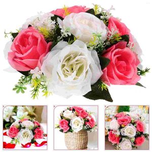 Fleurs décoratives de mariage balle de fleur fausse roses roses arrangement artificiel décor de la maison bouquets simulés
