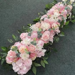 Rangée de fleurs décoratives pour mariage, 1 mètre de Long, scène forestière, aménagement de scène en T, faux chemin simulé, arc principal