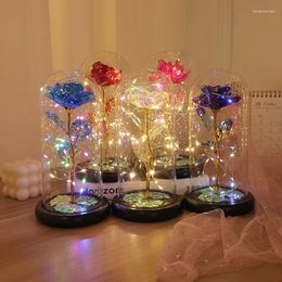 Decoratieve bloemen bruiloft Galaxy rozenbloem Eeuwig met lichten in Dome Forever Red Valentijnsdag moeders romantische cadeau